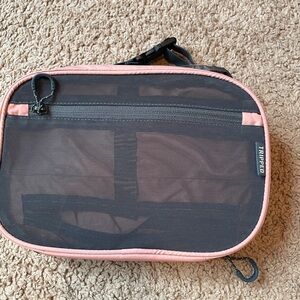 Tripped Pink & Gray Toiletry Bag w plastic TSA approved bag